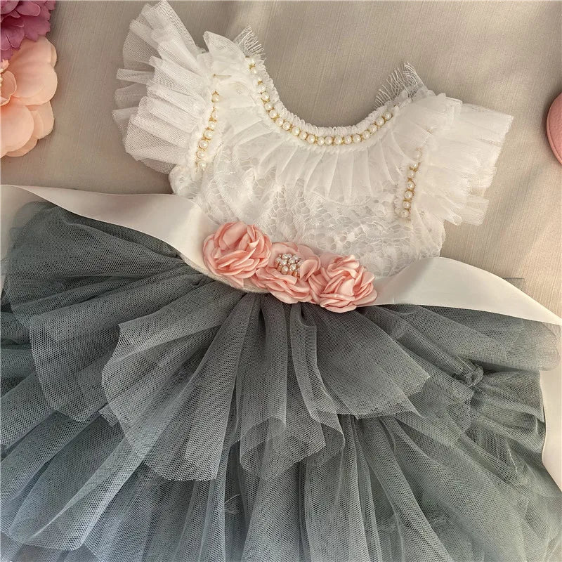 Elegant Little Girls Lolita Dress for Christmas Toddler Boho Chic Birthday Party Costume+ Blet 2pcs Outfit Set Wedding Clothing