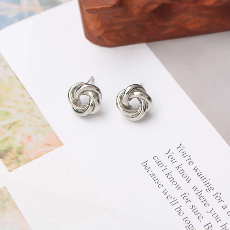 Tiny Metal Stud Earrings For Women'S Gold Color Twist Round Earrings Small Unusual Earrings Boucles D'Oreilles Fashion Jewelry