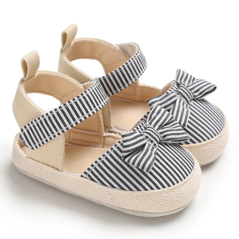 Baby Girls First Walker Sandals - Butterfly Knot Soft Cotton Sole