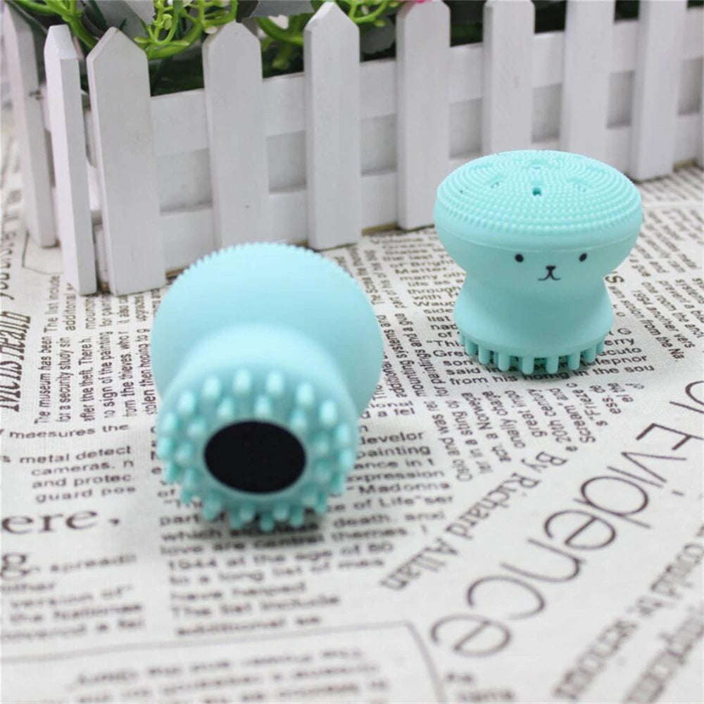 1 piece Cute Octopus Shape Soft Silicone Cleaning Makeup Brush Deep Pore Washing Face Brush Tool Non - toxic Portable Durable