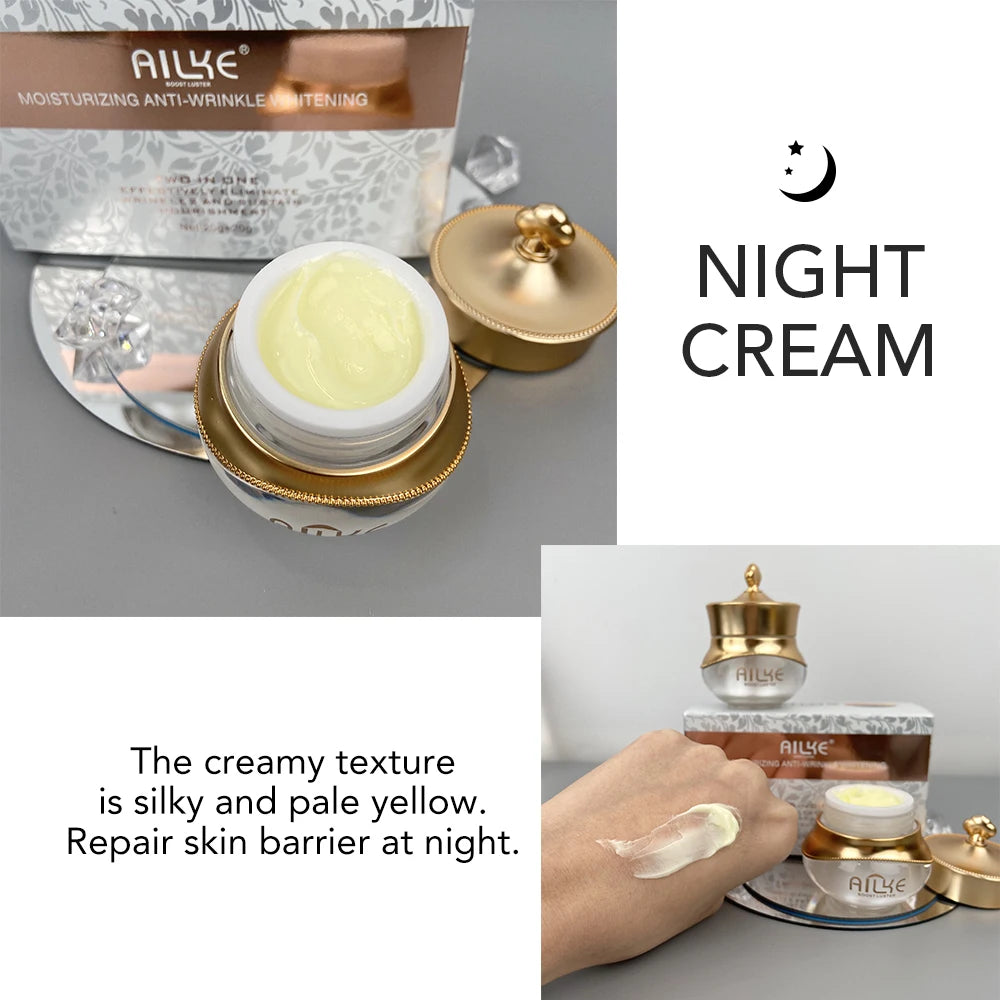 AILKE Anti-Wrinkles Whitening Skin Care Face Cream, With Collagen, Rose, Moisturizing, Brightening, Women Facial Korean Cosmetic