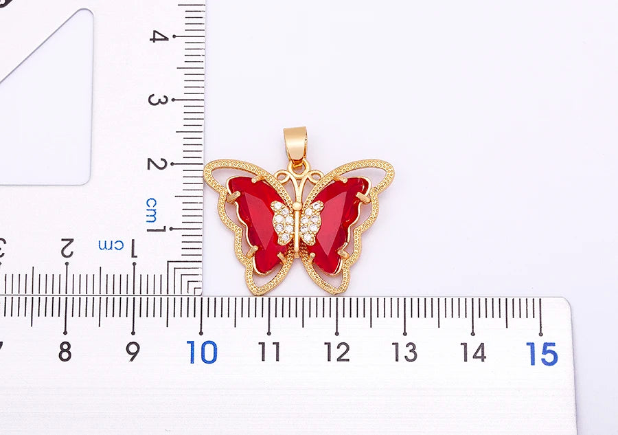 Nidin Top Quality Austrian Crystal Zircon 10 Colors Butterfly Pendant For Women Female Colorful Animal Necklace Jewelry Gifts