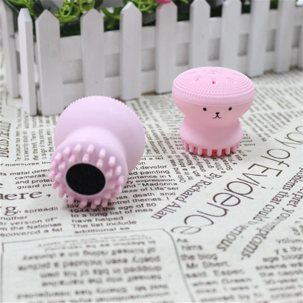 1 piece Cute Octopus Shape Soft Silicone Cleaning Makeup Brush Deep Pore Washing Face Brush Tool Non - toxic Portable Durable