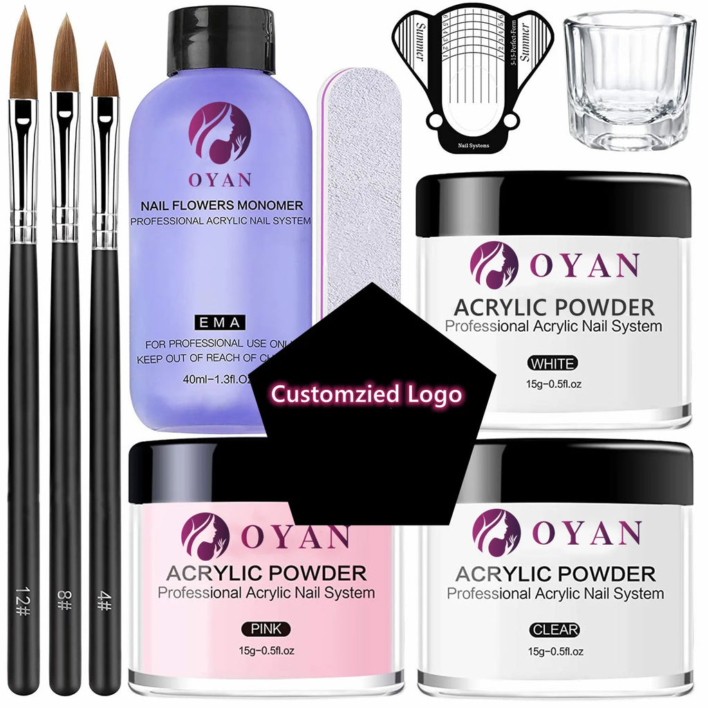 Factory Wholesale Custom Private Label 3 in 1 Acrylic  Powder Colors Dip Nail Acrylic Powder