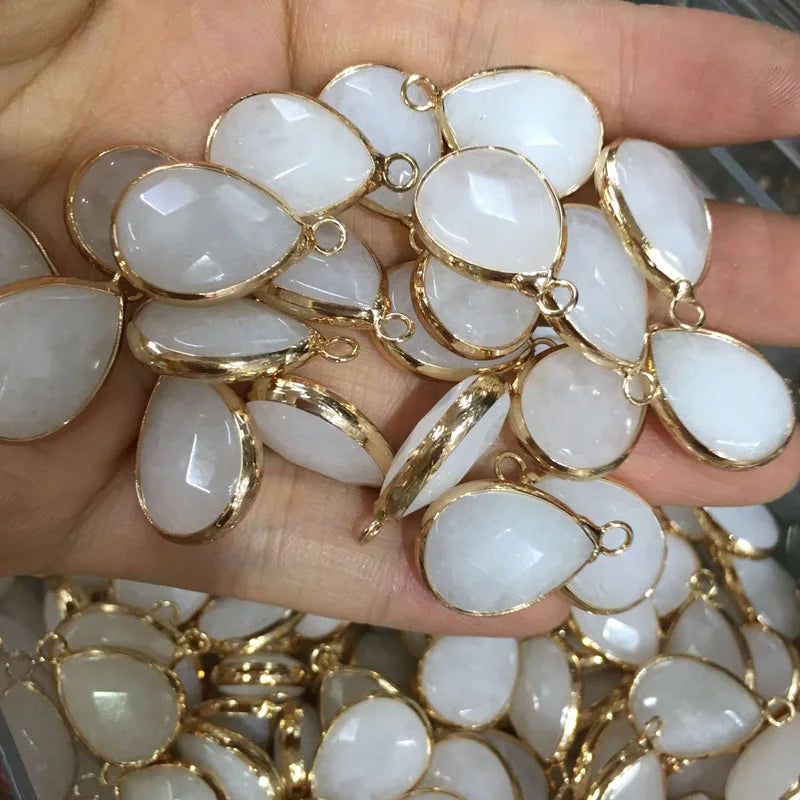 Natural Stone Pendant Water Drop Shape Faceted Mix Color Exquisite Charms For Jewelry Making DIY Bracelet Necklace Accessories