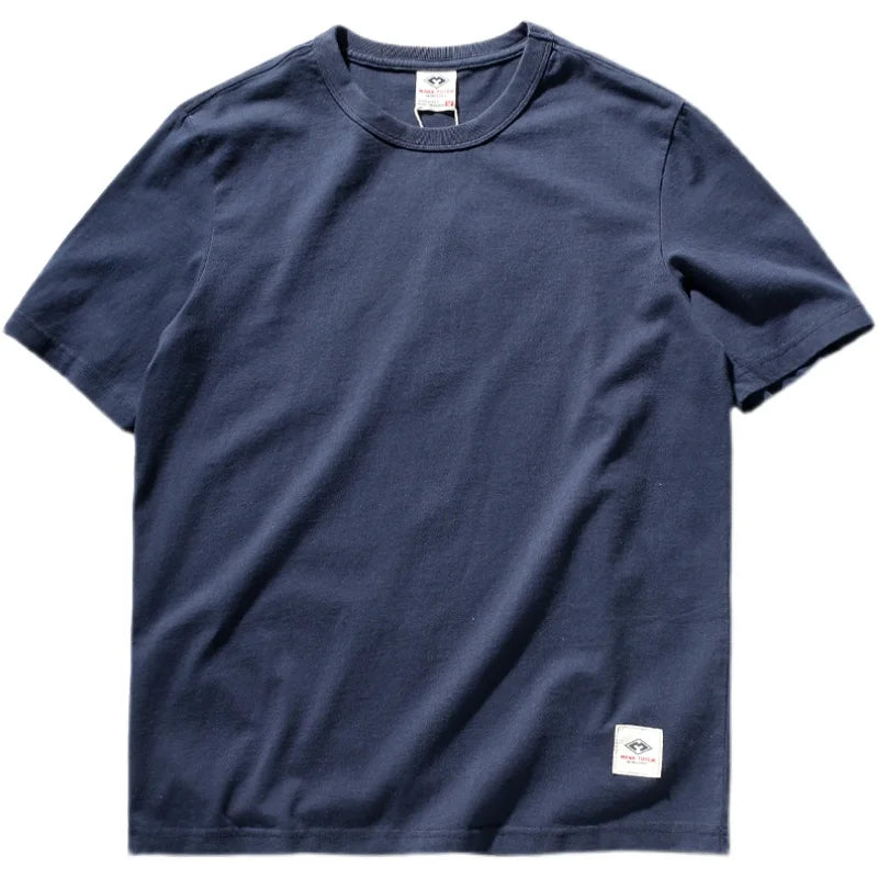 31100# Summer New Men's Fashion Simple Short-sleeved O-neck Solid Color T-shirt 100% Cotton Washed Old Bottoming Slim T Shirt
