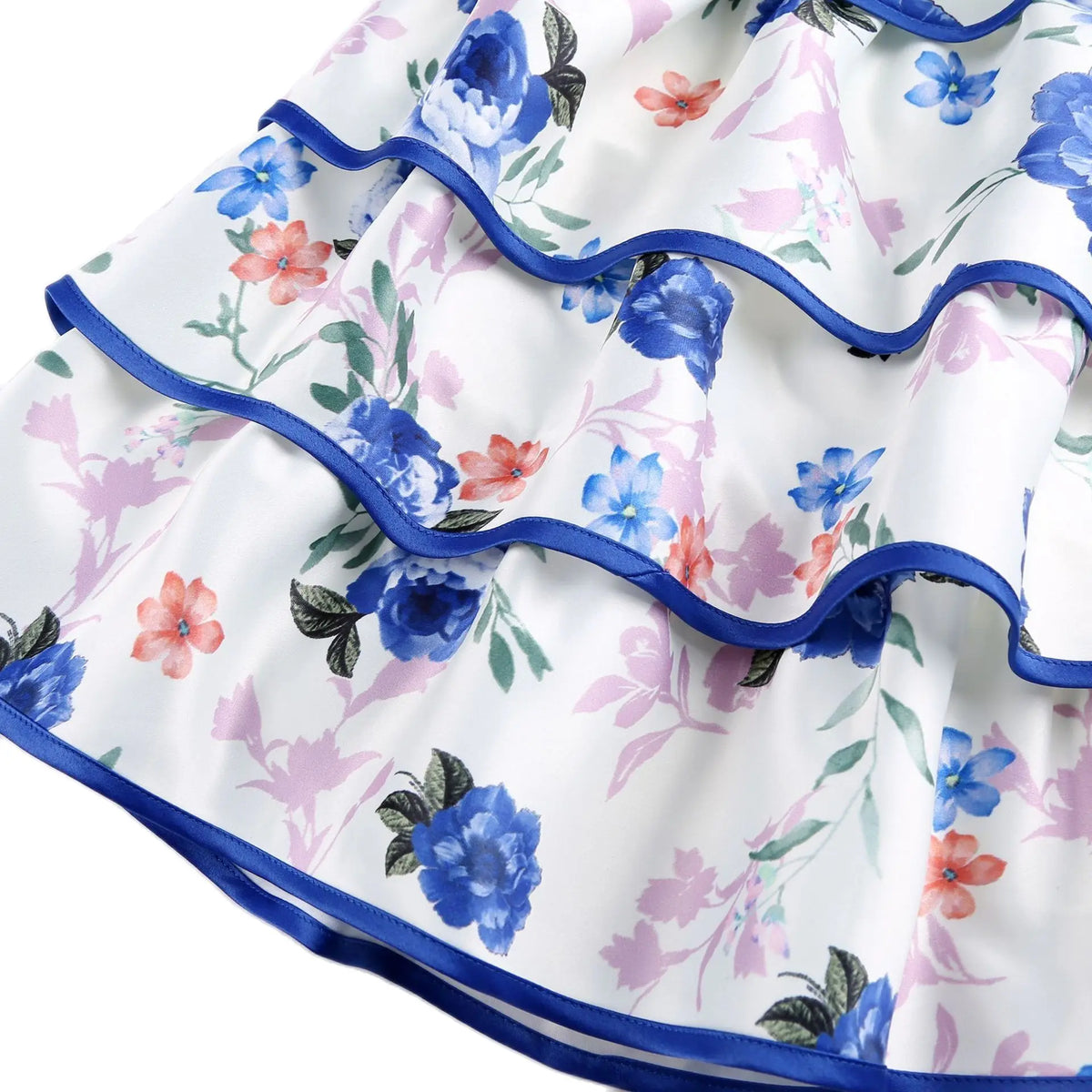 HETISO Floral Girl Dress Flower Printed Layered Princess Dresses for Girls Party Wedding Summer Dress Children's Clothing 6 8 10