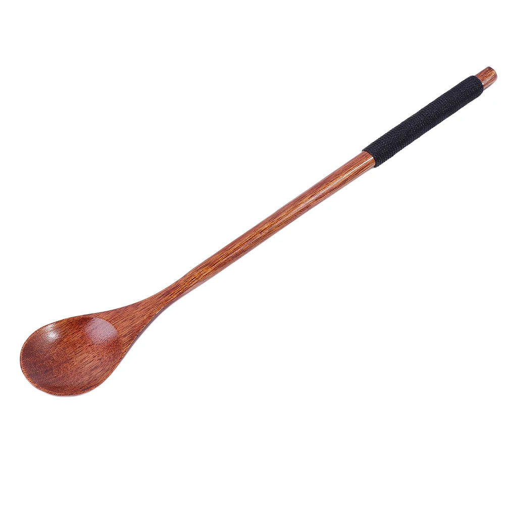2 Cucharas y Tenedores de Madera Natural para Cena, Kit de Utensilios para Arroz, Sopas, Cereales, Hecho a Mano, Vajilla para Mesa de Hogar, Cubiertos para Cocina