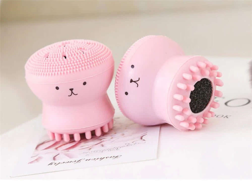 1 piece Cute Octopus Shape Soft Silicone Cleaning Makeup Brush Deep Pore Washing Face Brush Tool Non - toxic Portable Durable