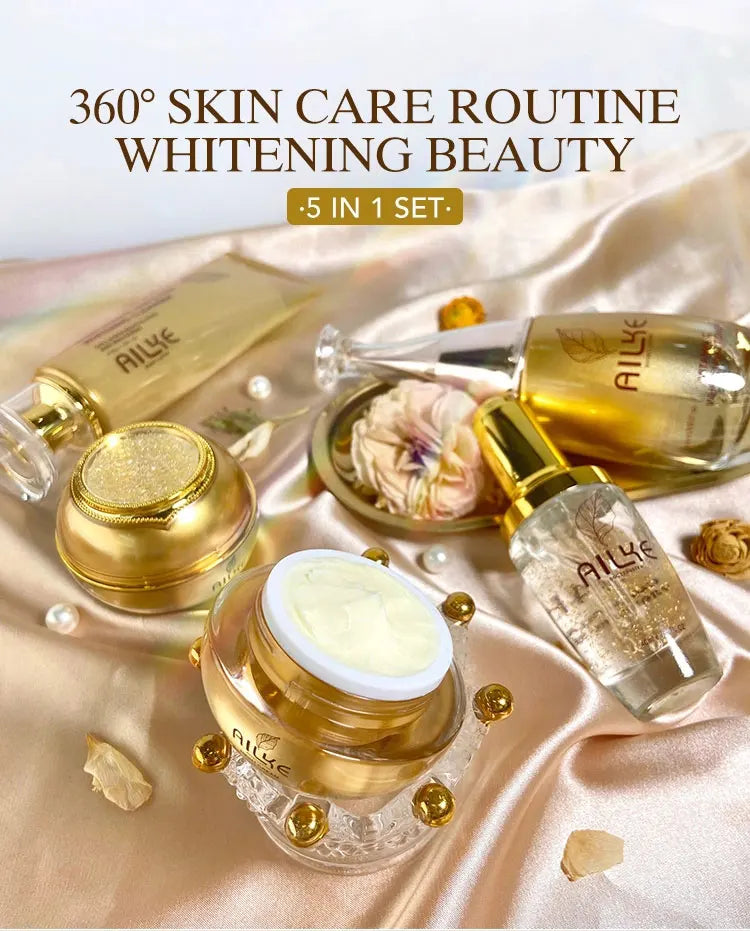 AILKE 24K Gold Collagen Whitening Skin Care Set - Anti-Aging
