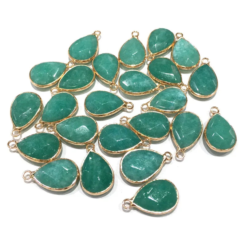 Natural Stone Pendant Water Drop Shape Faceted Mix Color Exquisite Charms For Jewelry Making DIY Bracelet Necklace Accessories