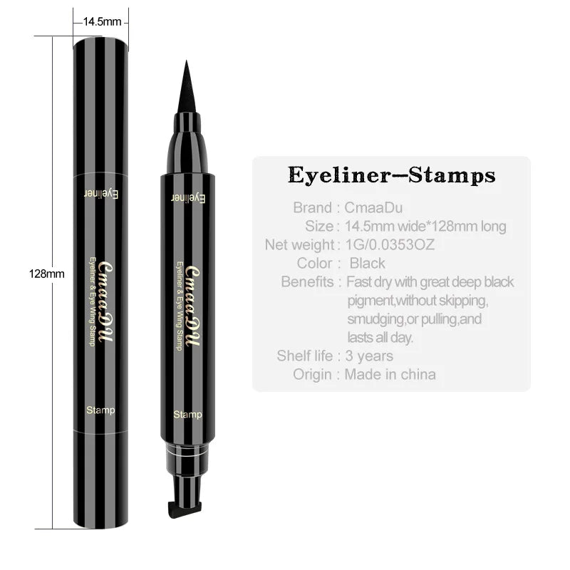 1pcs Big Double-headed seal eyeliner Waterproof and quick-drying black liquid eyeliner small lash glue pen Eye makeup cosmetic