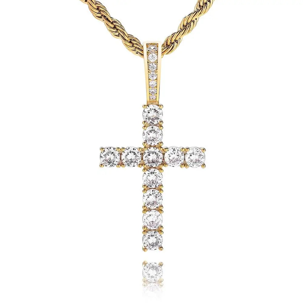 Topgrillz Men Women'S Aaa Zircon Micro Cross Pendant Necklace Authentic 100% 925 Sterling Silver Cz Hip Hop Jewelry For