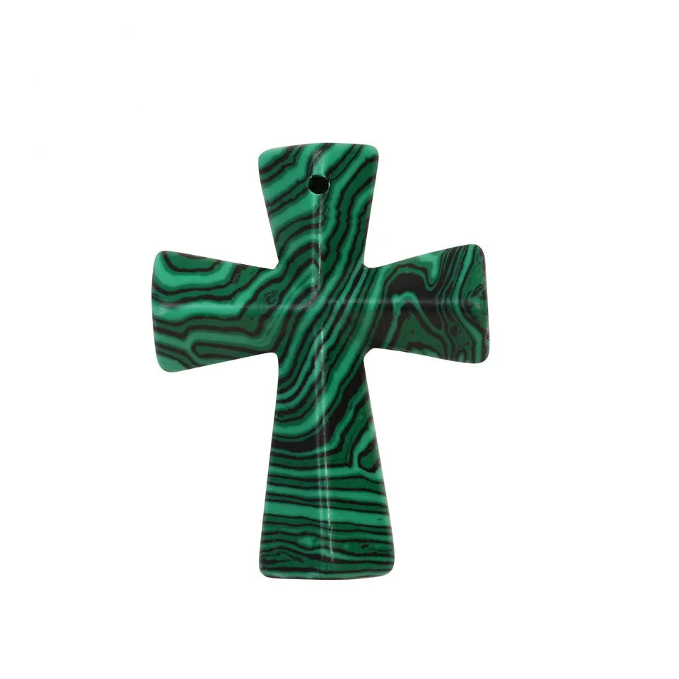 Joya Hand Carved Gemstone Cross Pendant Necklace For Men & Women'S With Adjustable Rope Quartz Crystal Jesus Punk Jewelry