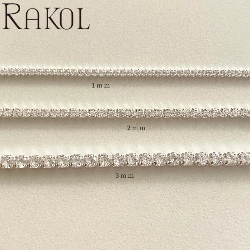 Rakol A356 Minimalist Ins Style S925 Sterling Silver Full Inlaid Square Zircon Tennis Bracelet