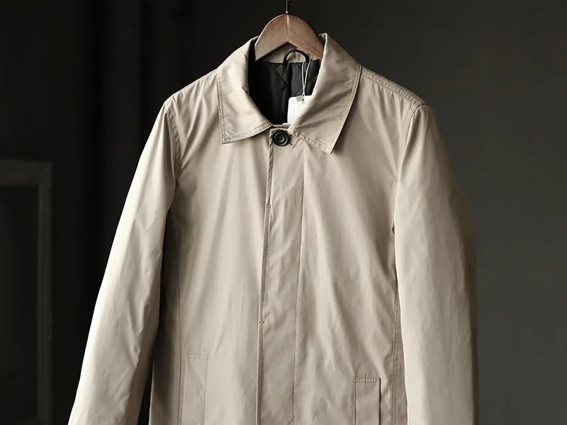 Men Clothing 2026 Waterproof and Tear-resistant Autumn Winter Japanese Style Quilted Warm Men's Mid-length Trench Coat