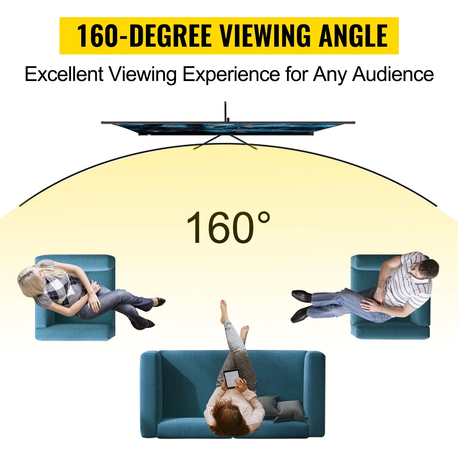 SucceBuy 60 70 80 90 100 110 in Tripod Projector Screen W/ Stand 16:9 4K HD Portable Home Cinema for Indoor & Outdoor Projection