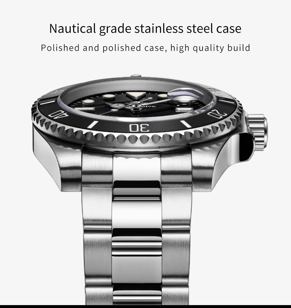 ADDIESDIVE stainless steel watch men's European and American business casual quartz watch 200m waterproof outdoor analog watches