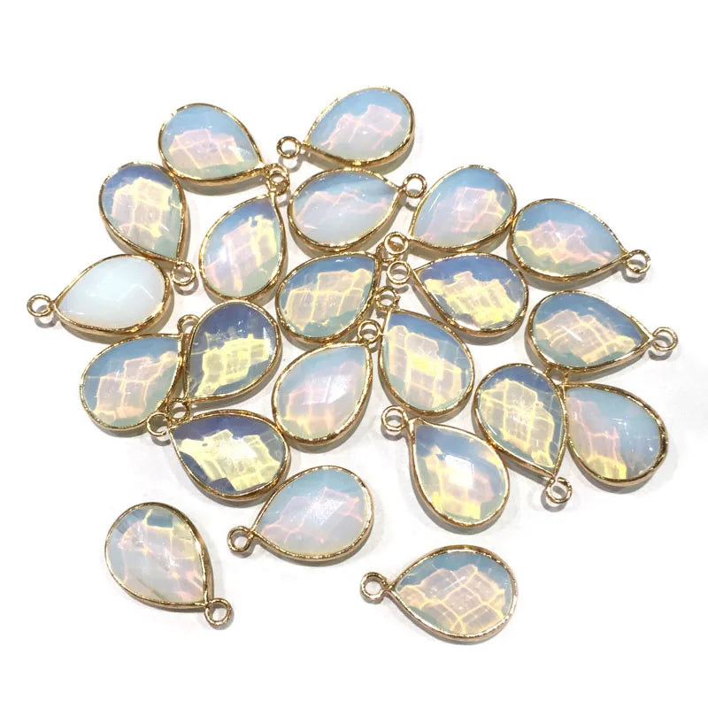 Natural Stone Pendant Water Drop Shape Faceted Mix Color Exquisite Charms For Jewelry Making DIY Bracelet Necklace Accessories