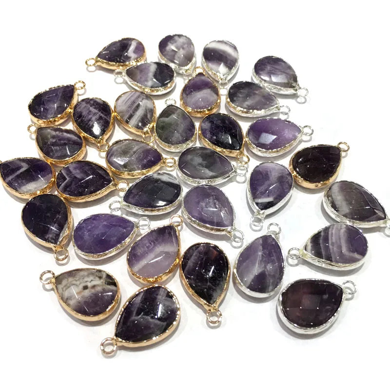 Natural Stone Pendant Water Drop Shape Faceted Mix Color Exquisite Charms For Jewelry Making DIY Bracelet Necklace Accessories