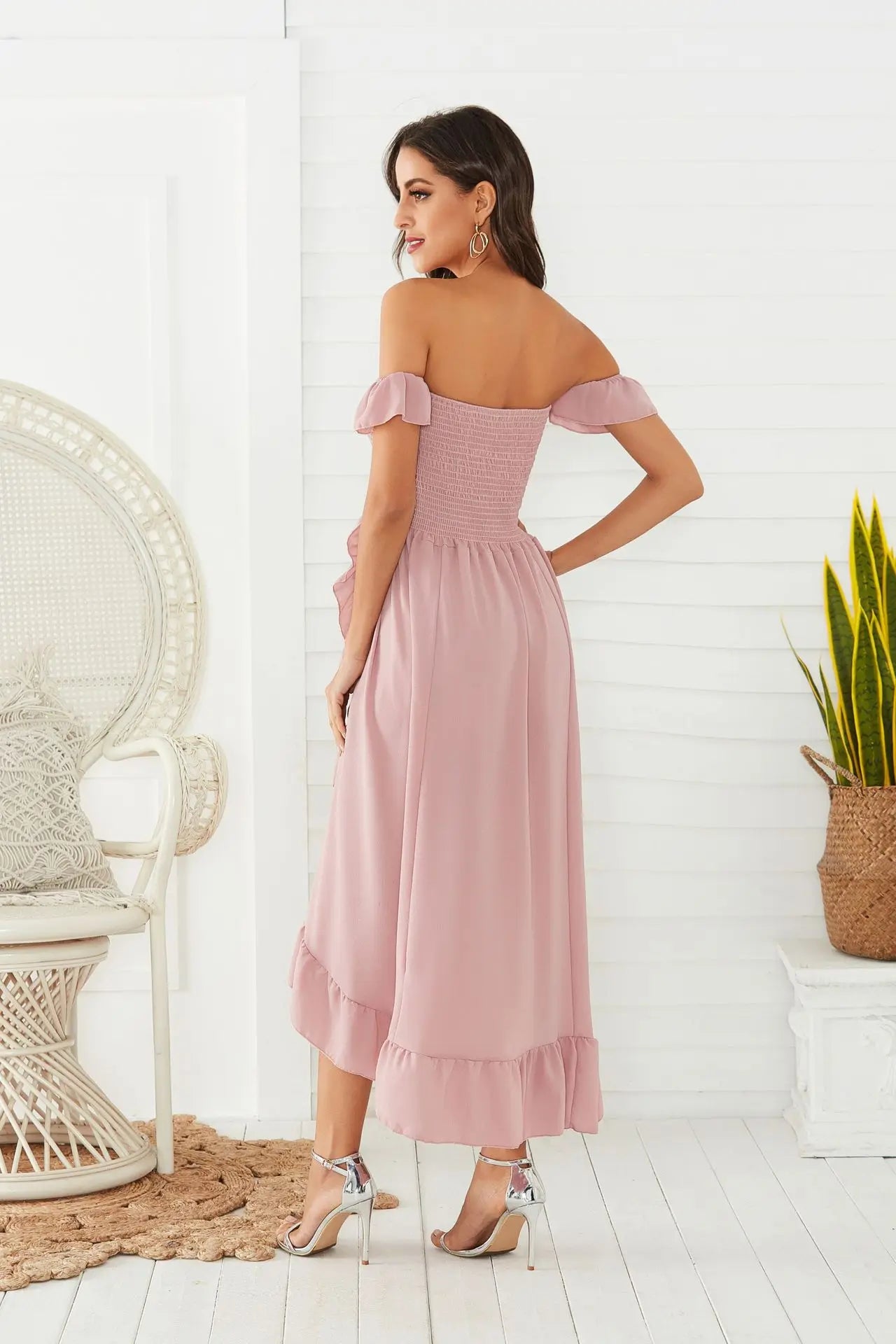 Mother and Daughter Matching Dress 2021 Summer Family Clothes Off Shoulder Short Sleeve Ruffle Dress Mommy and Me Dress Outfits