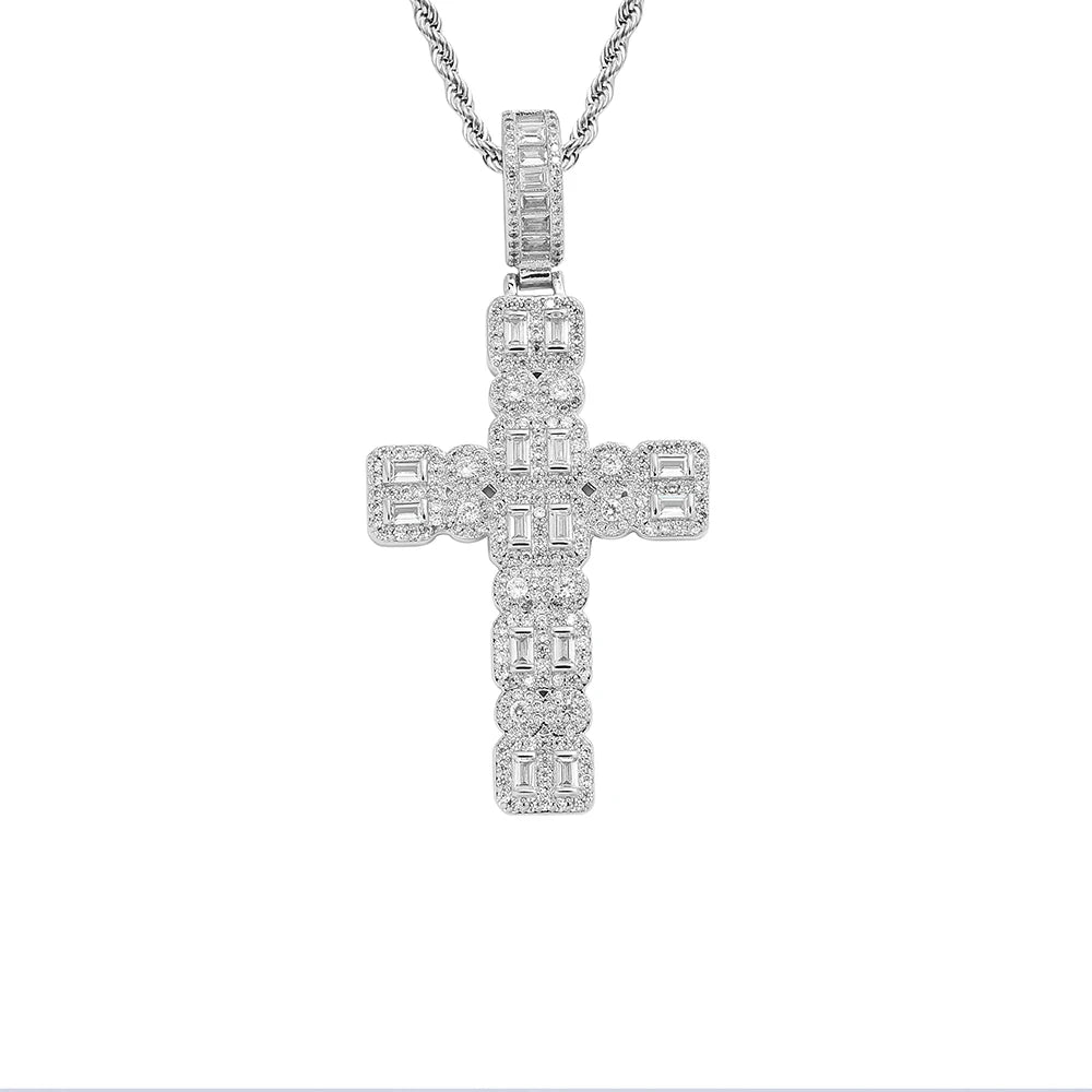 Cn341 Brass Setting Cz Cross Pendants Hip Hop Necklace Bling Bling Jewelry