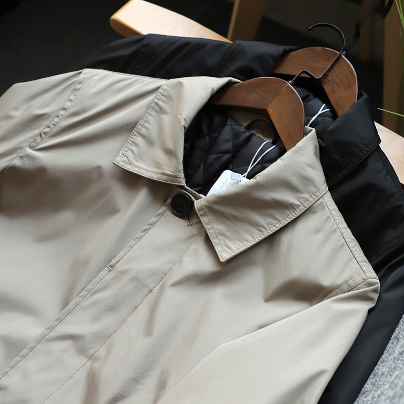 Men Clothing 2026 Waterproof and Tear-resistant Autumn Winter Japanese Style Quilted Warm Men's Mid-length Trench Coat