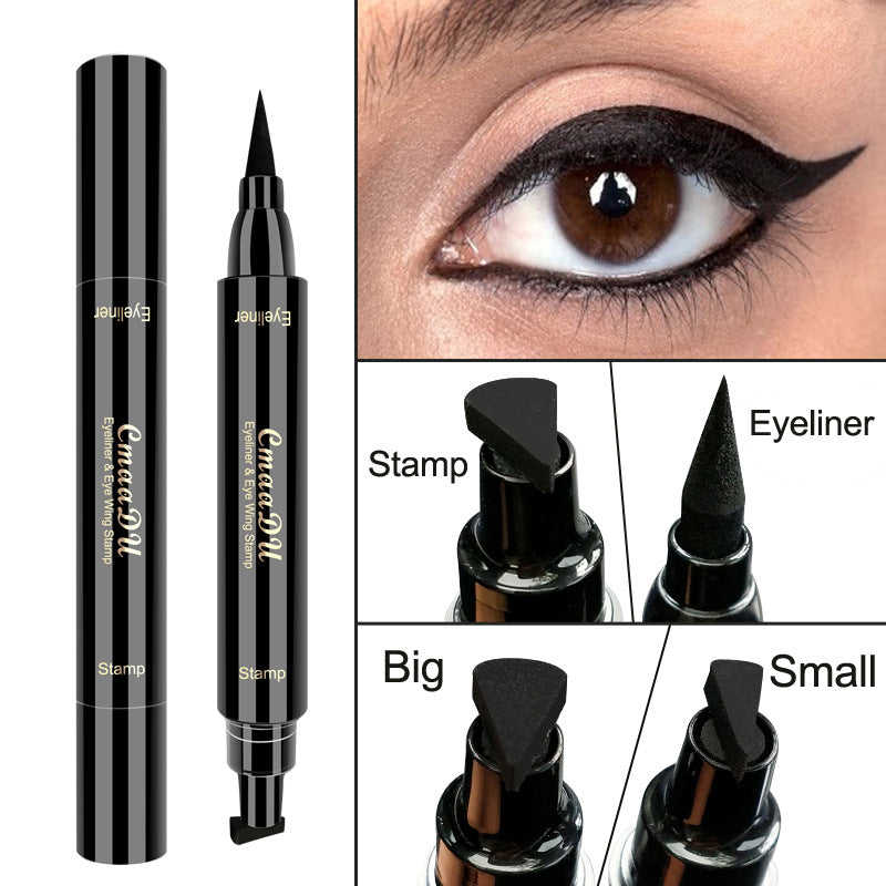 1pcs Big Double-headed seal eyeliner Waterproof and quick-drying black liquid eyeliner small lash glue pen Eye makeup cosmetic