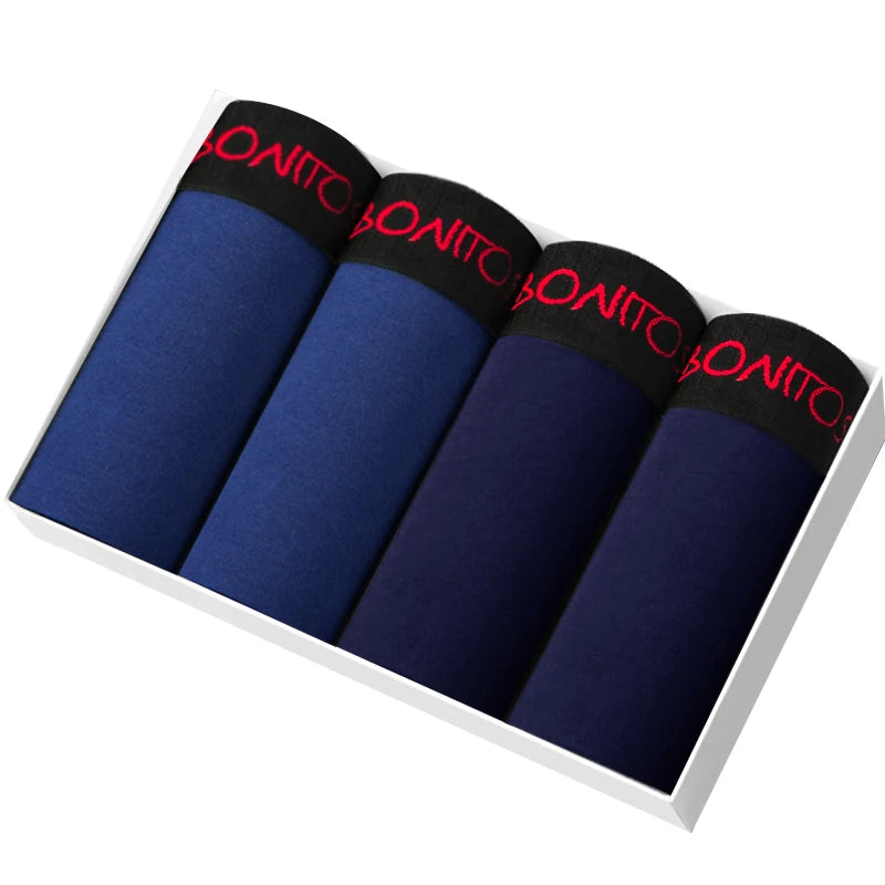Men's Cotton Boxer Shorts 4-Pack – Soft Breathable Everyday Comfort Underwear