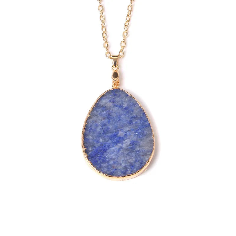 Metal chain healing energy necklace for women Dyed Natural crystal agat druzy crystal Minerals gem stone pendant charm necklace