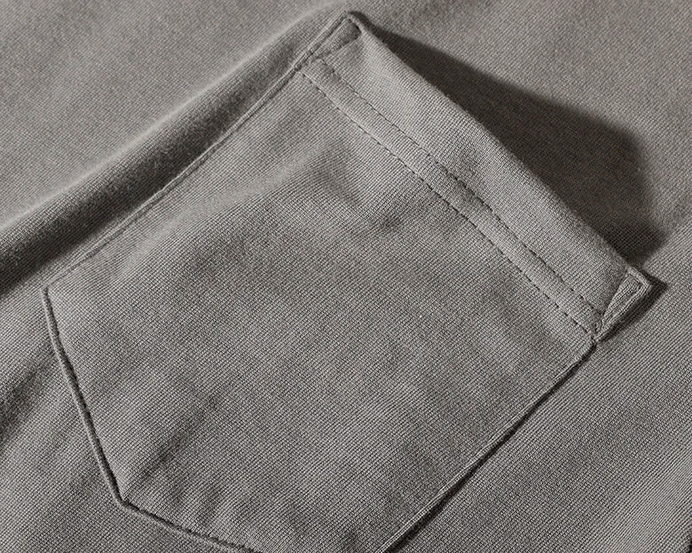2025 Summer New Pocket T-shirt Men's Short-sleeved Retro Solid Color Simple Round Neck Heavy Weight Washed Old Bottoming Tops
