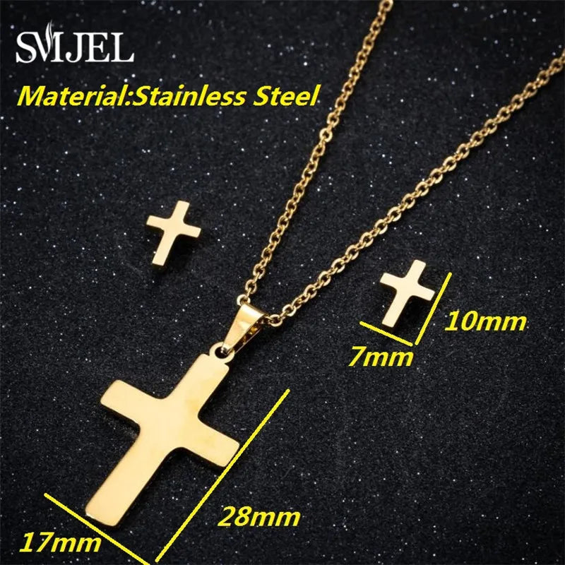 Hermoso juego de joyas de acero inoxidable con forma de gato gatito de color dorado, collares para hombre, collares de moda, pendientes de gato huecos, collar de pata