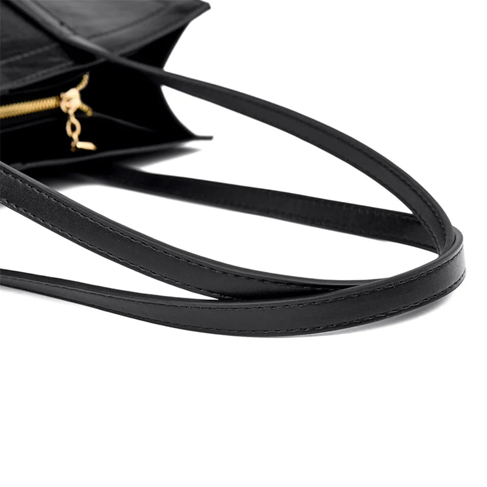 Vintage Large Capatity Tote Shoulder Bags Fashion Top-Handle Bags High Quality Leather Bags Casual Letter Design Handbag