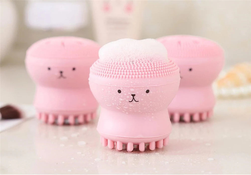 1 piece Cute Octopus Shape Soft Silicone Cleaning Makeup Brush Deep Pore Washing Face Brush Tool Non - toxic Portable Durable