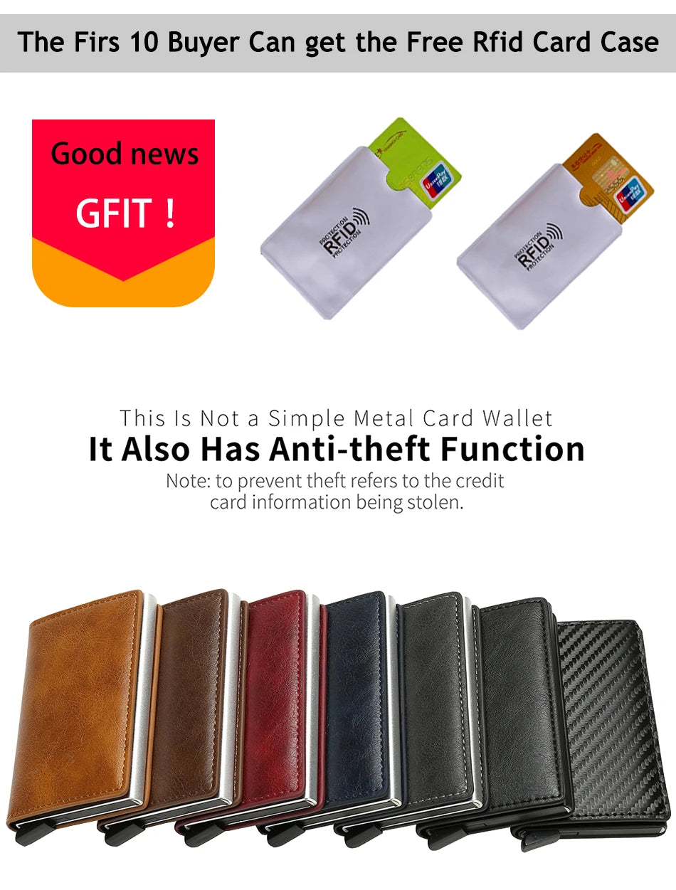 Carbon Fiber Credit Card Holder Wallets Men Brand Rfid Black Magic Trifold Leather Slim Mini Wallet Small Money Bag Male Purses