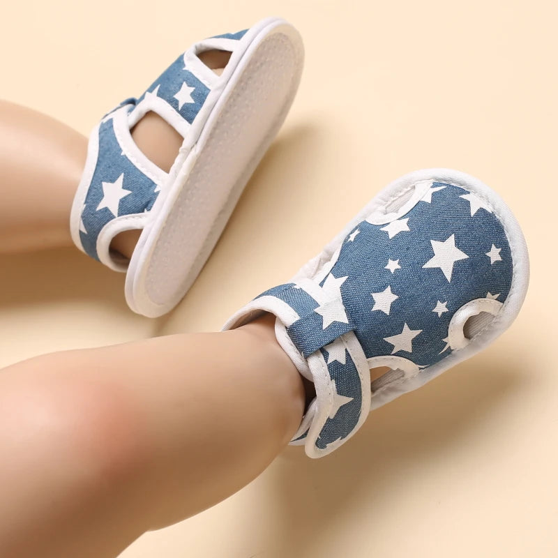 2025 New 0-18M Summer Newborn Baby Girls Boys Sandals Shoes Butterfly Flat With Heel Soft Bottom Anti Slip Shoes