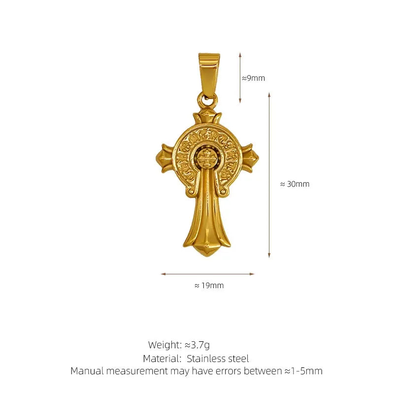 Trendy Diy 316L 18K Stainless Steel Luxury Customize Zircon Cross Charms Pendant Accessories For Jewelry Making