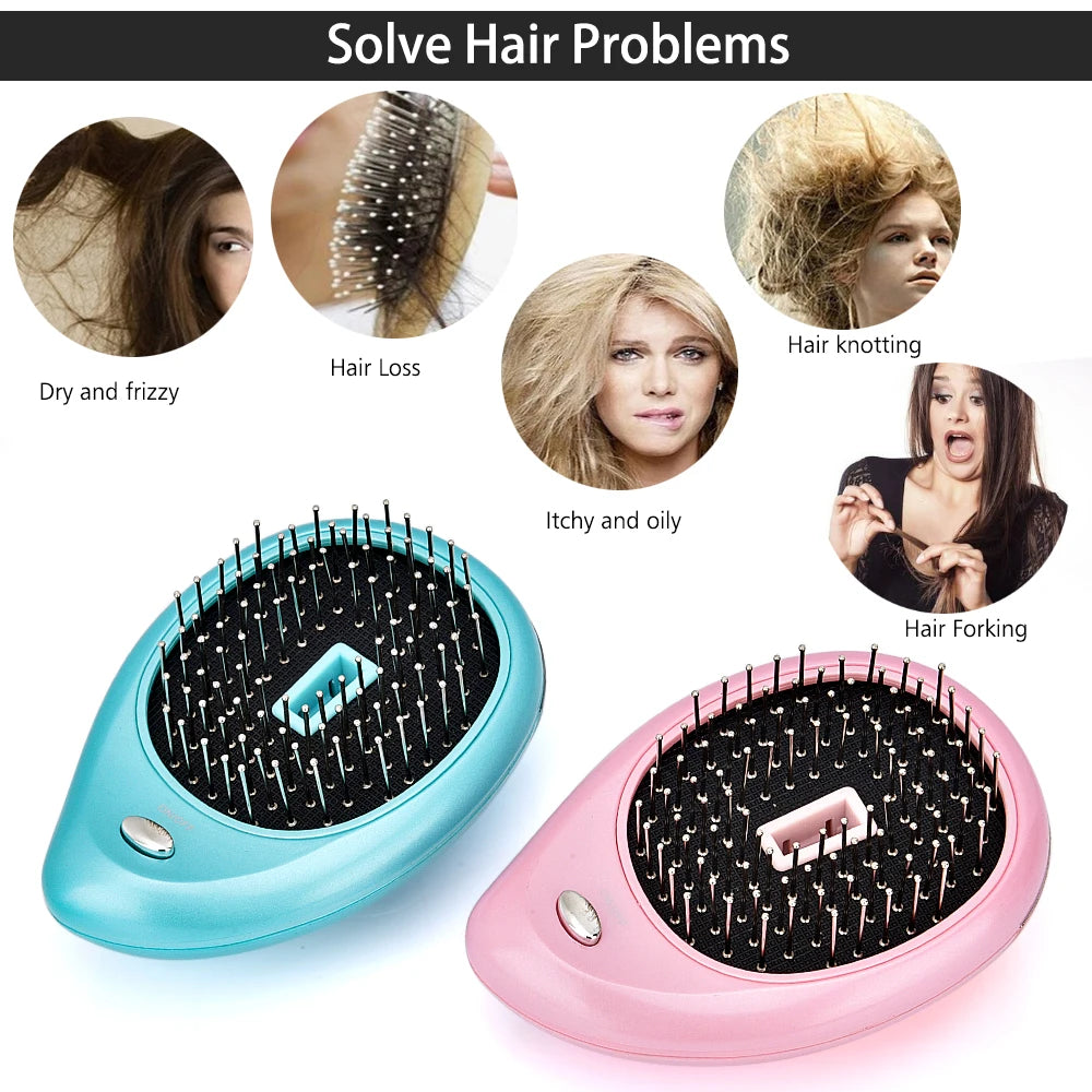 Electric Ion Hair Brush Portable Mini Small Hair Magic Beauty Brush Negative Ion Hair Comb Hair Styling Tool Comb