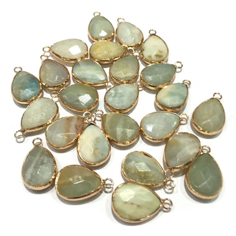 Natural Stone Pendant Water Drop Shape Faceted Mix Color Exquisite Charms For Jewelry Making DIY Bracelet Necklace Accessories