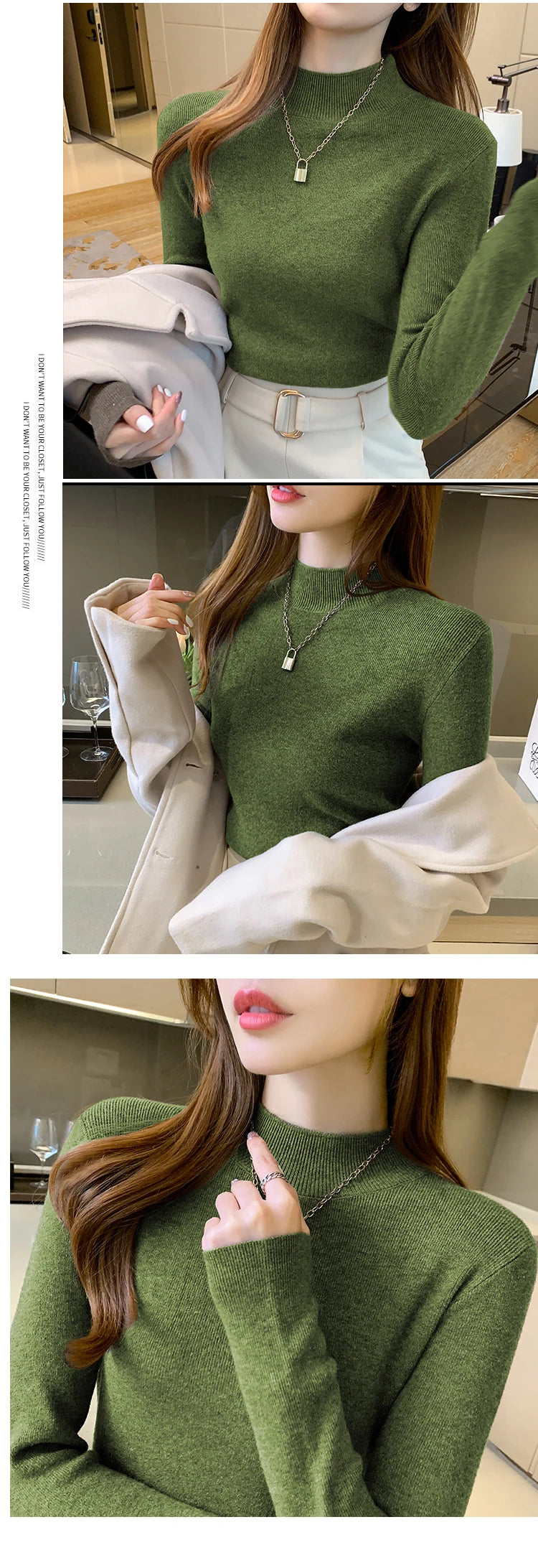 AOSSVIAO Turtleneck Sweater Women Fashion 2026 New Stretch Tops Women Knitted Pullovers Long Sleeve Bottoming Knitted Sweater