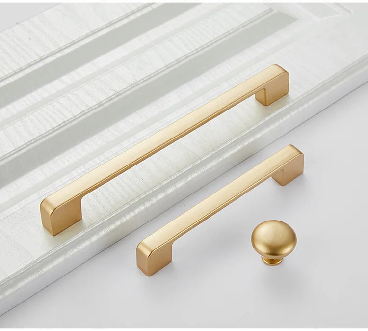 Kitchen Cupboard Knob Square U Type Gold Cabinet Drawer Pull Closet Door Hardware European Fashion Aluminum House Handle