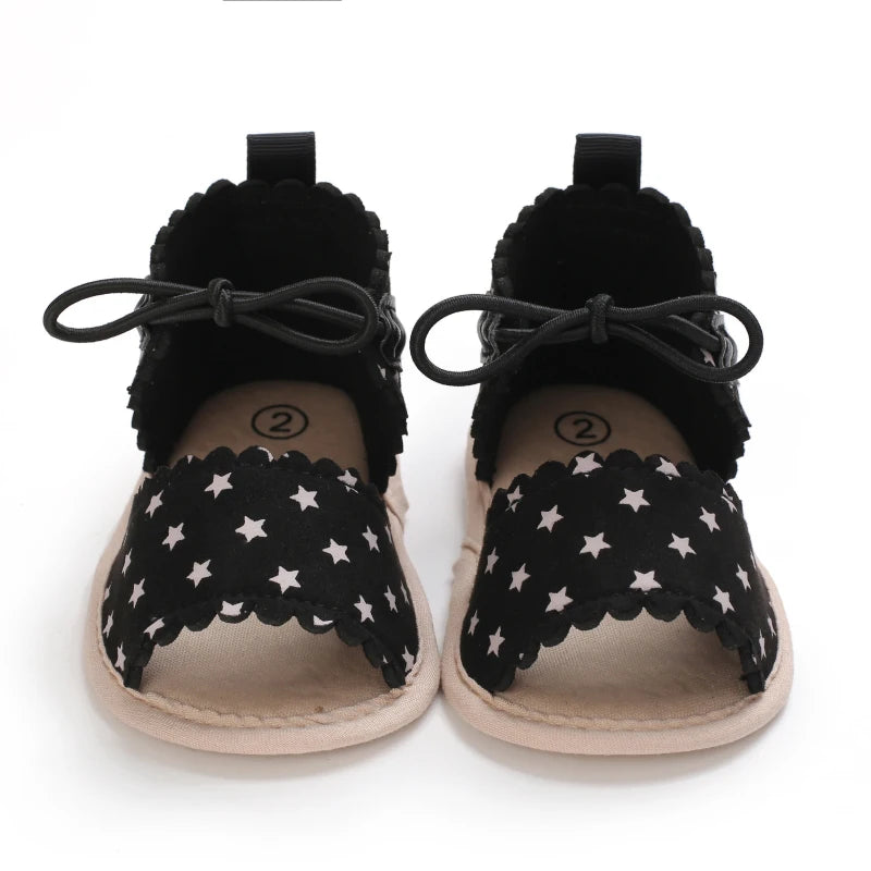 Baby Girls First Walker Sandals - Butterfly Knot Soft Cotton Sole