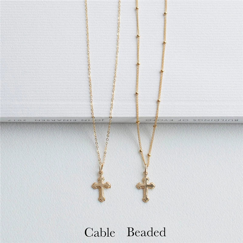 Cross Pendants Necklace 14K Gold Filled Cross Jewelry Gold Choker Minimalism Necklace Collier Femme Kolye Boho Women'S Necklace