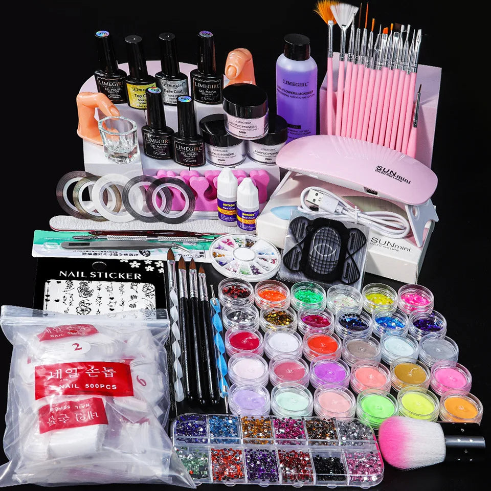 Professional Nail Gel Kit Factory Wholesale UV Light Varnish Soak Gel Girls' Private Label Acrylic Nail Powder Set
