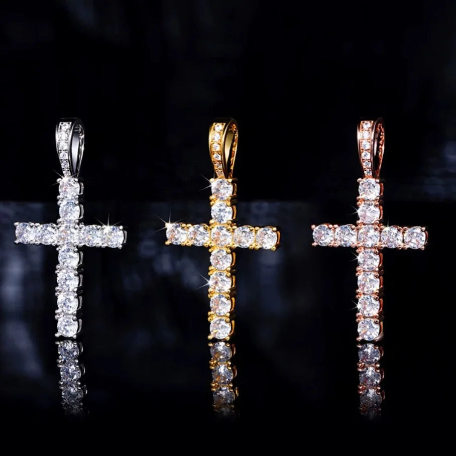Yu Ying Rts Moissanite Cross Pendant Jewelry 2Mm-5Mm 925 Silver Hip Hop Pendant For Men Women'S Vvs Moissanite Cross Pendant