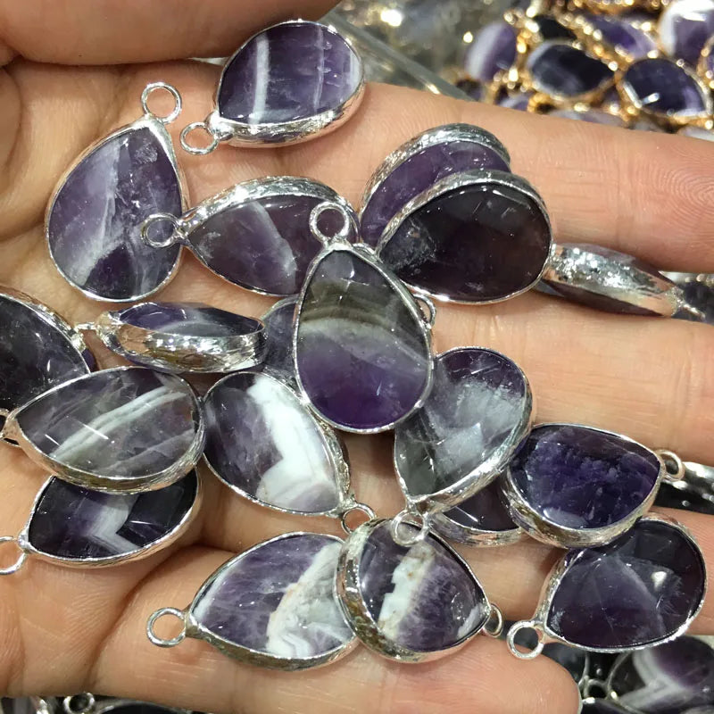 Natural Stone Pendant Water Drop Shape Faceted Mix Color Exquisite Charms For Jewelry Making DIY Bracelet Necklace Accessories