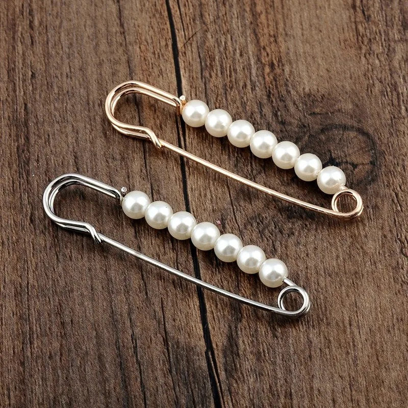 European And American Jewelry Pearl Brooch Big Pin  Silk Scarf Buckle Clothing Boutonniere