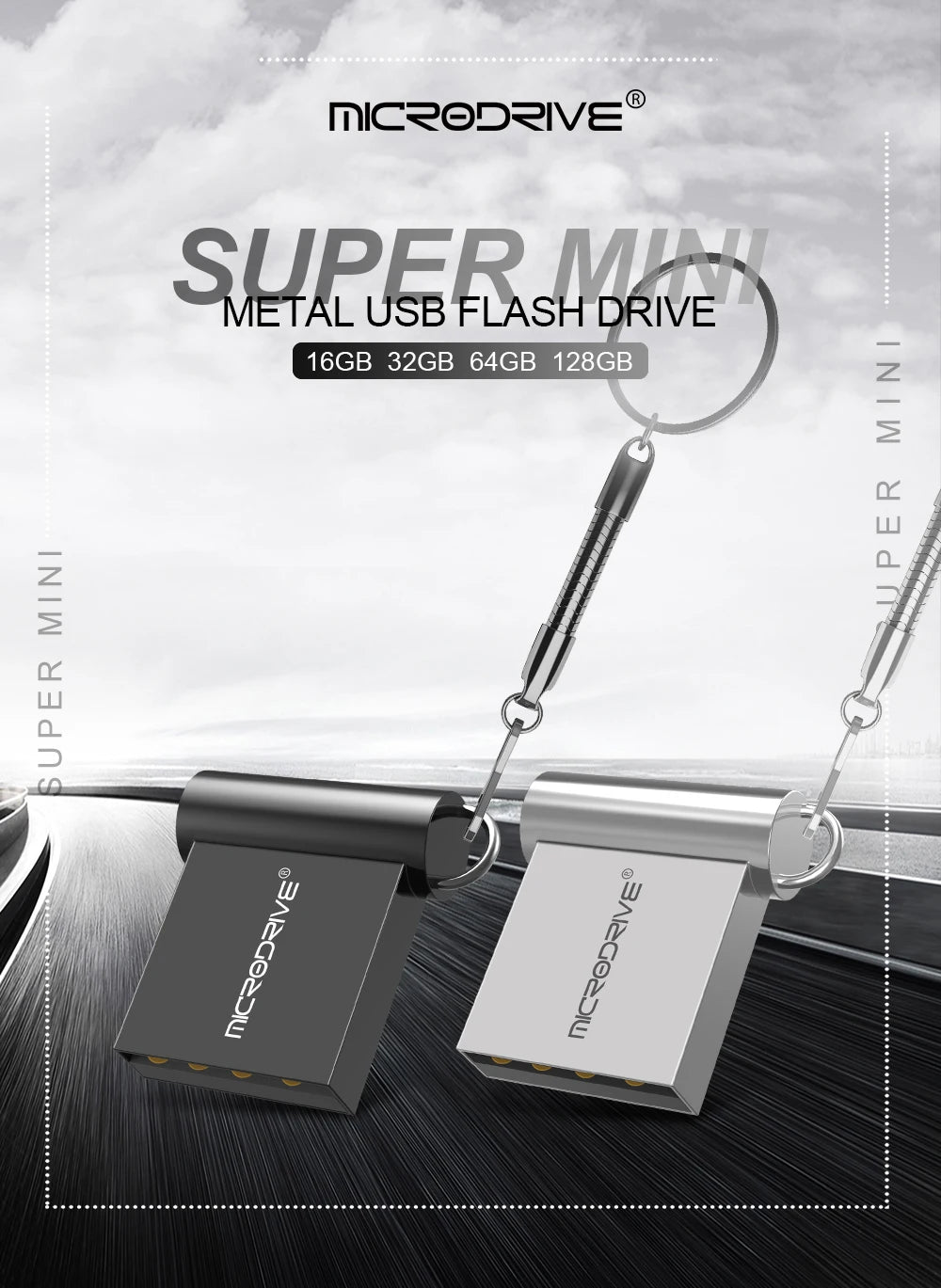Super Mini Metal USB Flash Drive 4GB 8GB 16GB 32GB 64GB 128GB 256GB 512GB Pen Memory Stick U Disk USB2.0 with Key Chain Pendrive