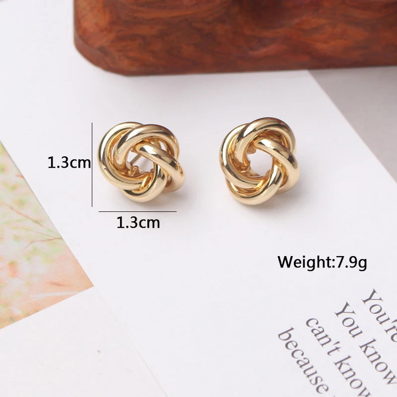 Tiny Metal Stud Earrings For Women'S Gold Color Twist Round Earrings Small Unusual Earrings Boucles D'Oreilles Fashion Jewelry