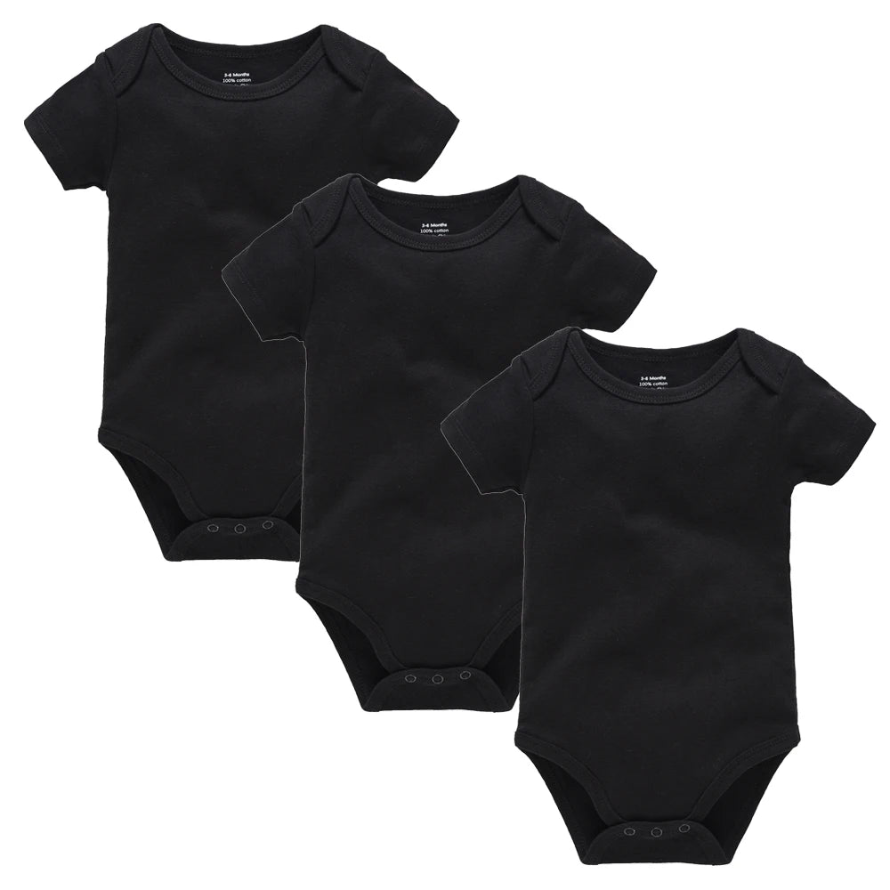 Kavkas Baby Unisex Short Sleeve Cotton Bodysuits - Solid White 0-24M